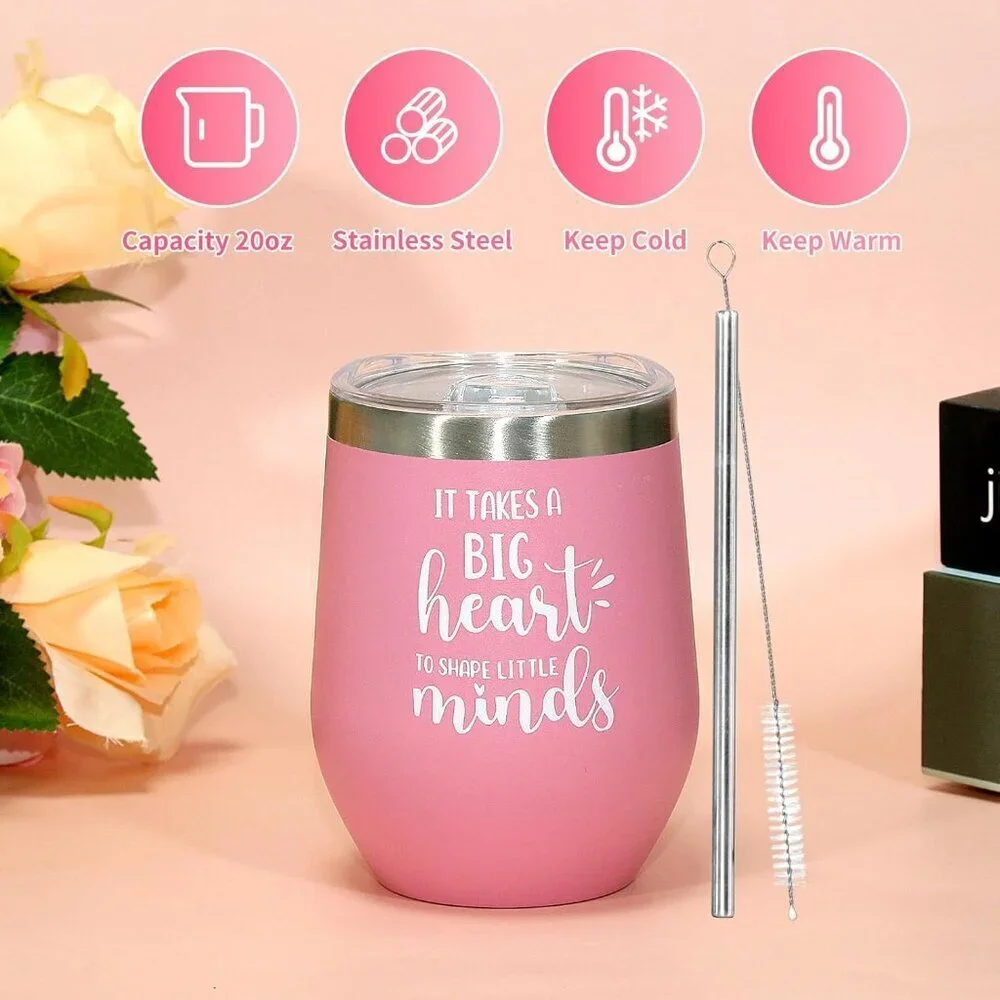 Teacher Appreciation Gift Set Canvas Tote Bag Cosmetic Pouch Thermos